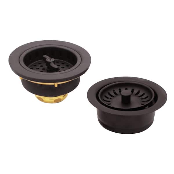 Westbrass 3-1/2 in. Twist Style Kitchen Strainer with Disposal Flange and Stopper in Oil Rubbed Bronze