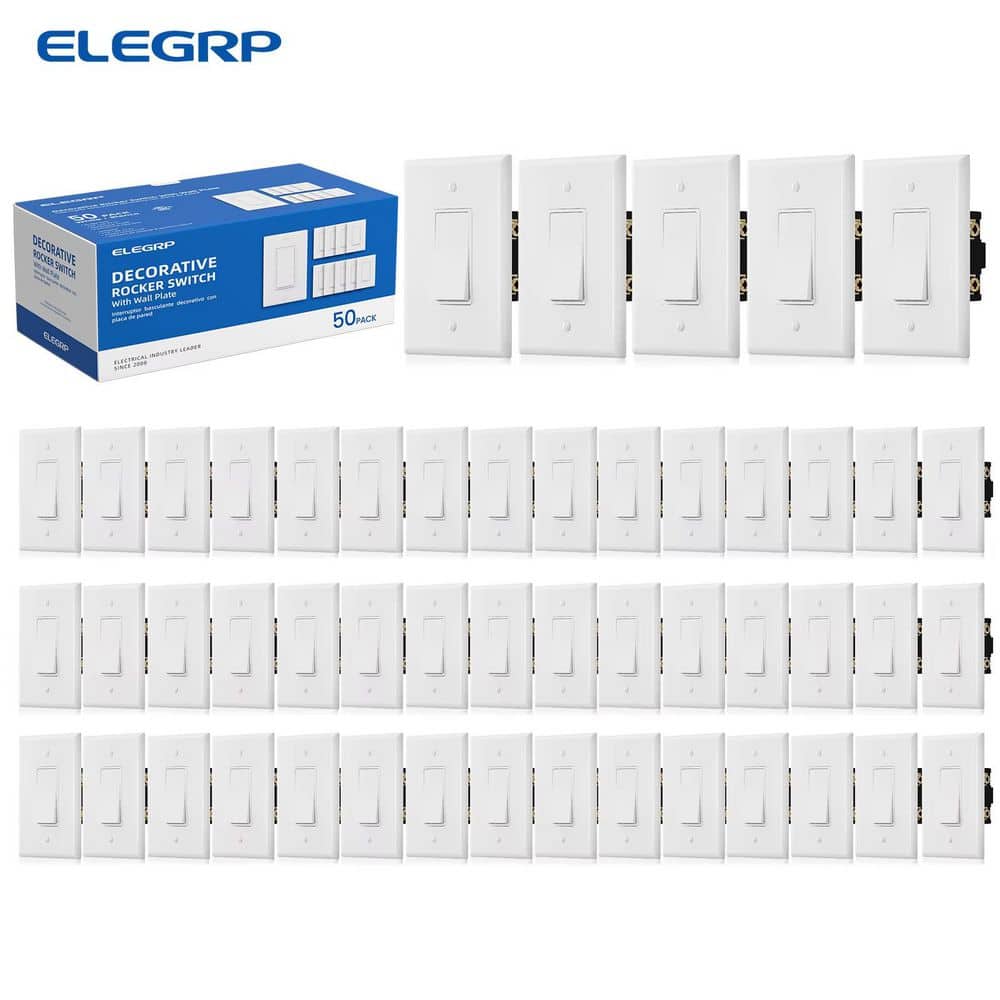 Way Decorative Toggle Switch, 15 Amp 120-277V, Self-Grounding, Residential & Commercial Grade White (50 Pack) price history on PriceWatchPro