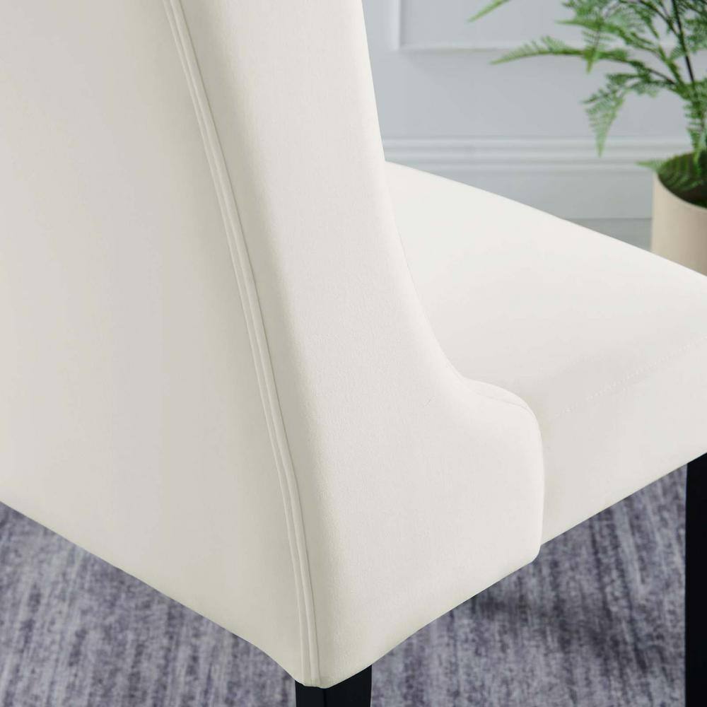 Elegance White Velvet Upholstered Side Chair with Solid Wood Frame