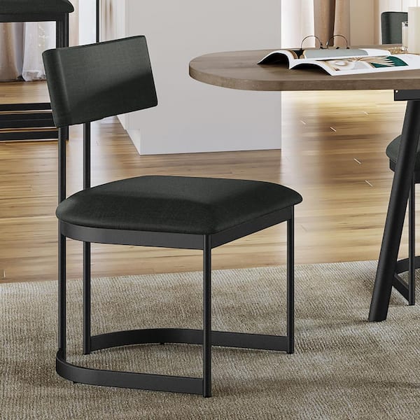 Amisco Lucio Black Polyester/Black Metal Upholstered Dining Chair