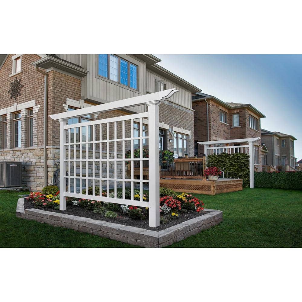 Camden 80" x 90" White Vinyl Privacy Screen Trellis
