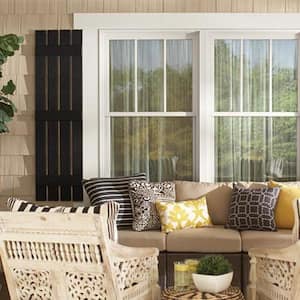 16 in. x 39 in. Polypropylene 4-Board Open Board and Batten Shutters Pair in Winestone