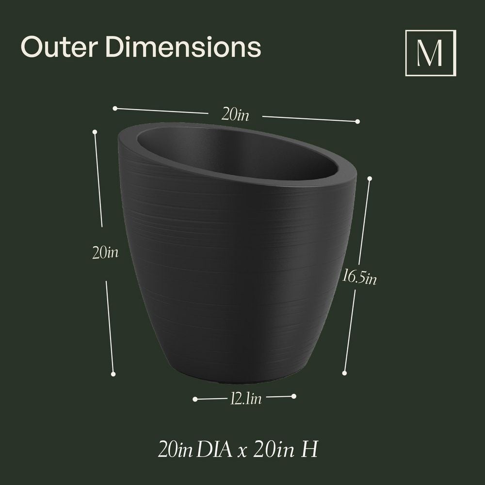 Modesto 20" European Flair Black Polyethylene Planter