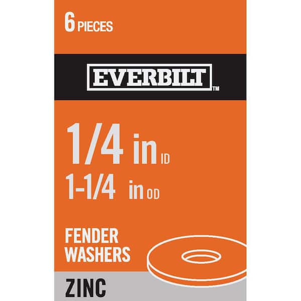 Everbilt 1/4 in. x 1-1/4 in. Zinc-Plated Steel Fender Washer (6 per Pack)