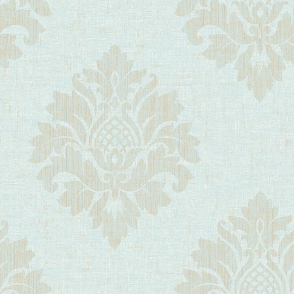 SK Filson Textured Aqua Damask Wallpaper