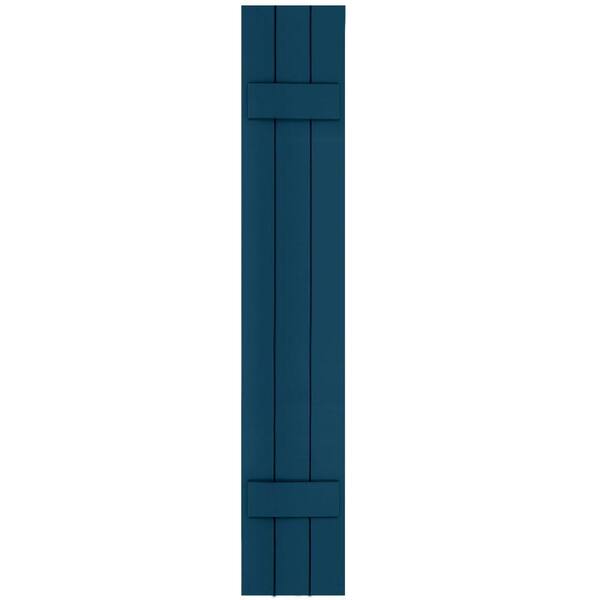 Winworks Wood Composite 12 in. x 68 in. Board & Batten Shutters Pair #637 Deep Sea Blue