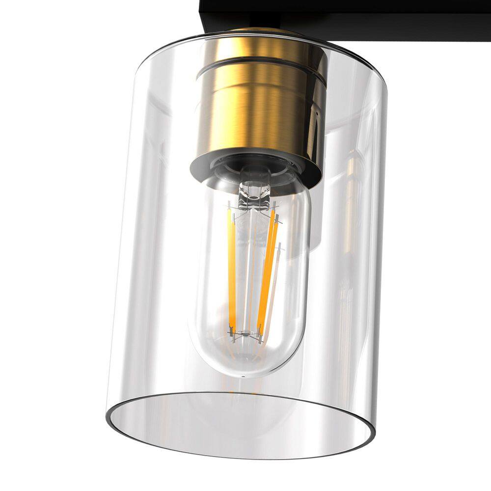 24 in. 4-Light Farmhouse Black Gold Vanity Light with Clear Cylinder Shades for Bathrooms price history on PriceWatchPro