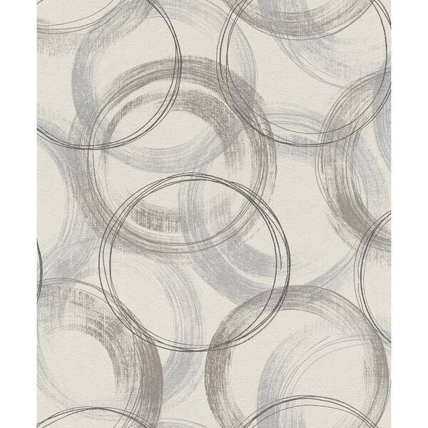 Advantage Yorick Grey Distressed Circle Vinyl Strippable Roll (Covers 55 sq. ft.)