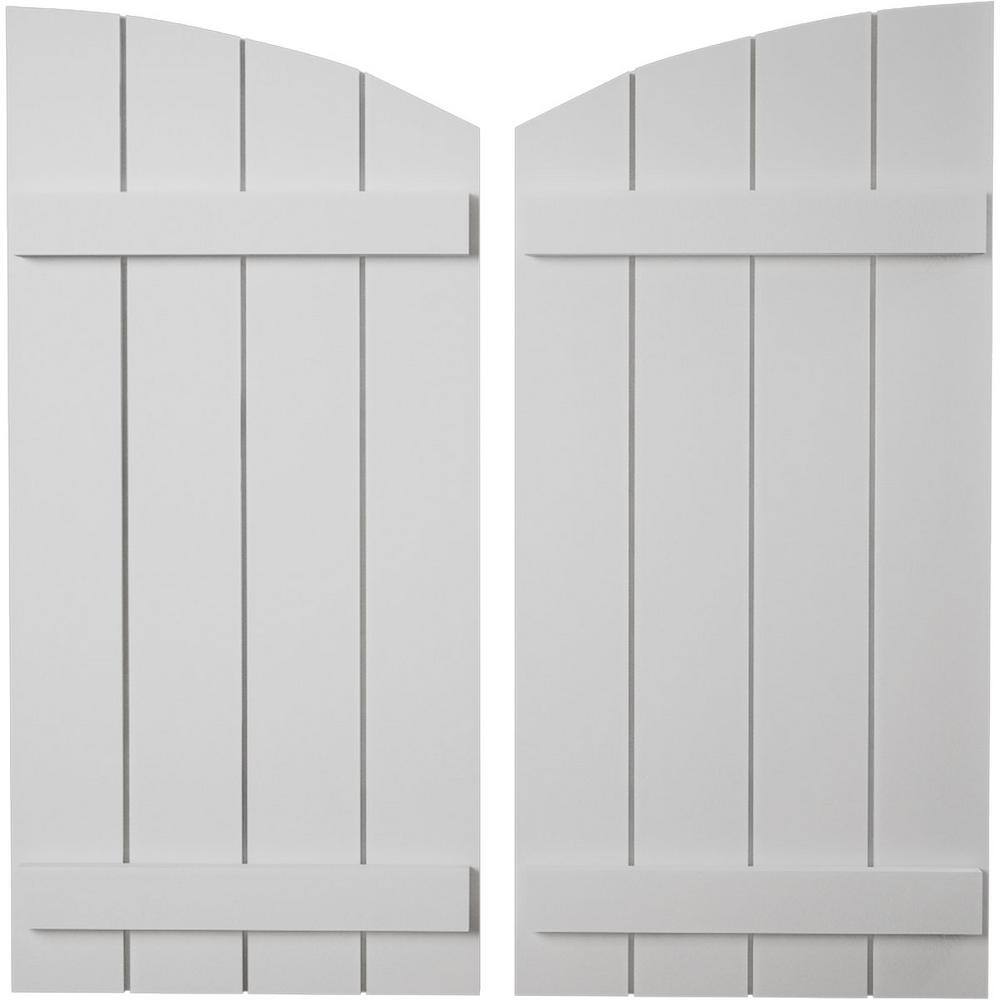 22 in. x 46 in. Polyurethane Smooth 4-Board Joined Board-n-Batten Elliptical Top Shutters, Primed Tan price history on PriceWatchPro