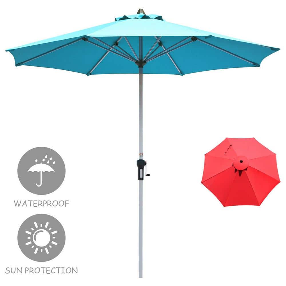 9 ft. Aluminum Market Outdoor Patio Umbrella in Navy