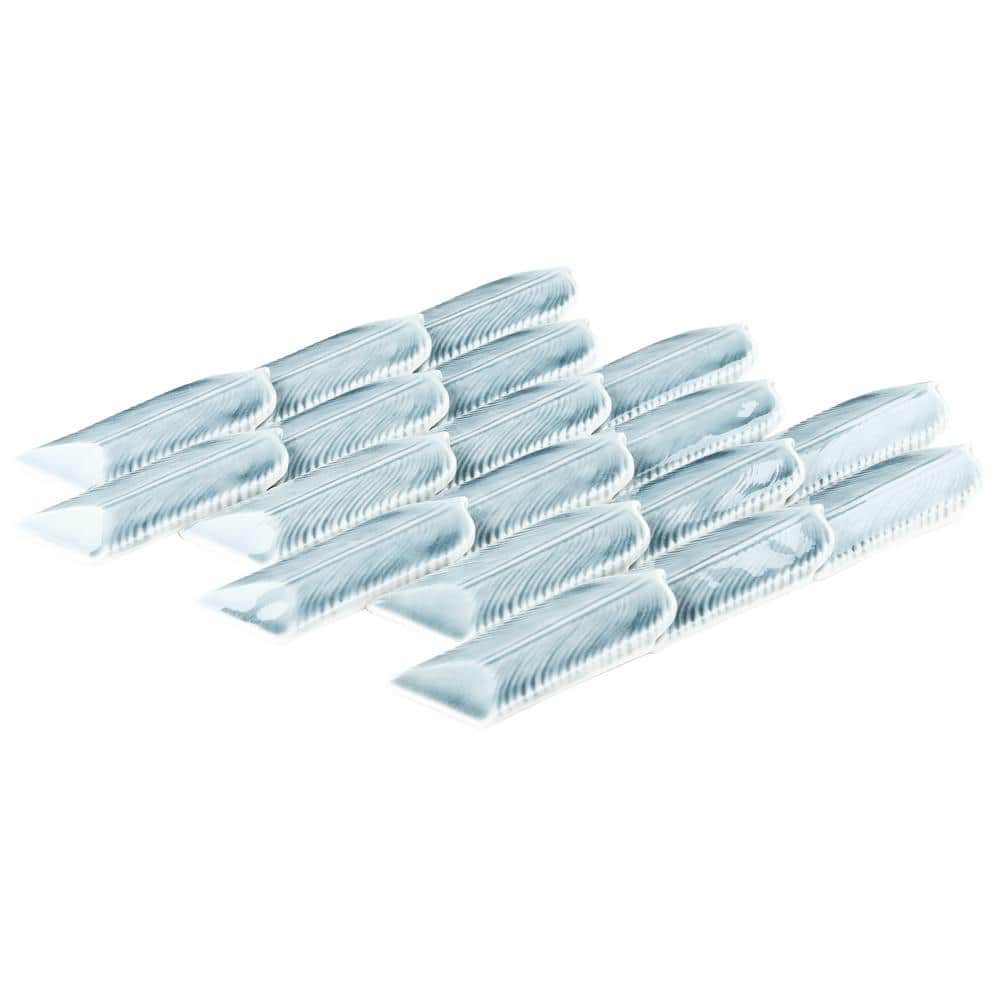 Sky Blue Feather Pattern Ceramic Mosaic Tile