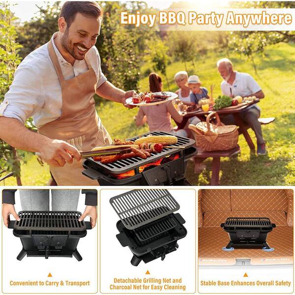 Weldon Mini Indoor Rectangular Charcoal Bbq Grill Wood Pellet