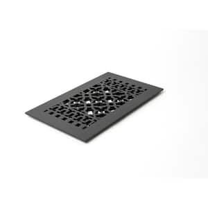 Scroll Series 6 in. x 12 in. Cast Iron Grille Black without Mounting Holes