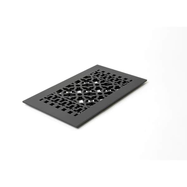 Reggio Registers Scroll Series 6 in. x 12 in. Cast Iron Grille Black without Mounting Holes