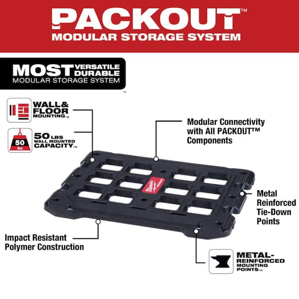 Packout 18 in. Black Resin Wall and Floor Mounting Plate for Storage (3-Pack)
