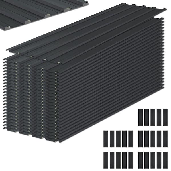 5 ft. x 1.4 ft. Corrugated 30-Gauge Galvanized Steel Roof Panels with Screws Roofing Sheets in Anthracite Gray (25-Pack)