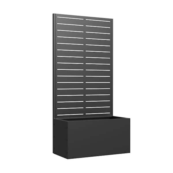 47 in. x 11 in. x 24 in. Black Metal Iron Raised Beds Planter Box with Attached Trellis for Climbing Vegetation