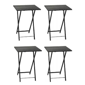 26 in. Gray Metal 26 in. Outdoor Dining Foldable Snack Tray Table (4-Piece)