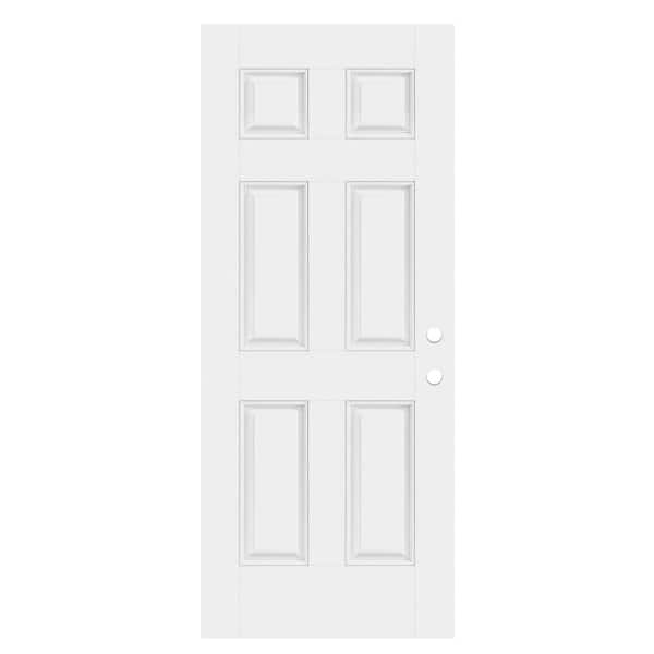 Masonite 30 in. x 80 in. 6-Panel Universal/Reversible White Primed ...