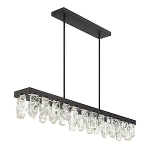 Arctic Glacier 1-Light Integrated LED Black Crystal Island Chandelier with Faux Rock Crystal Accents for Dining Room