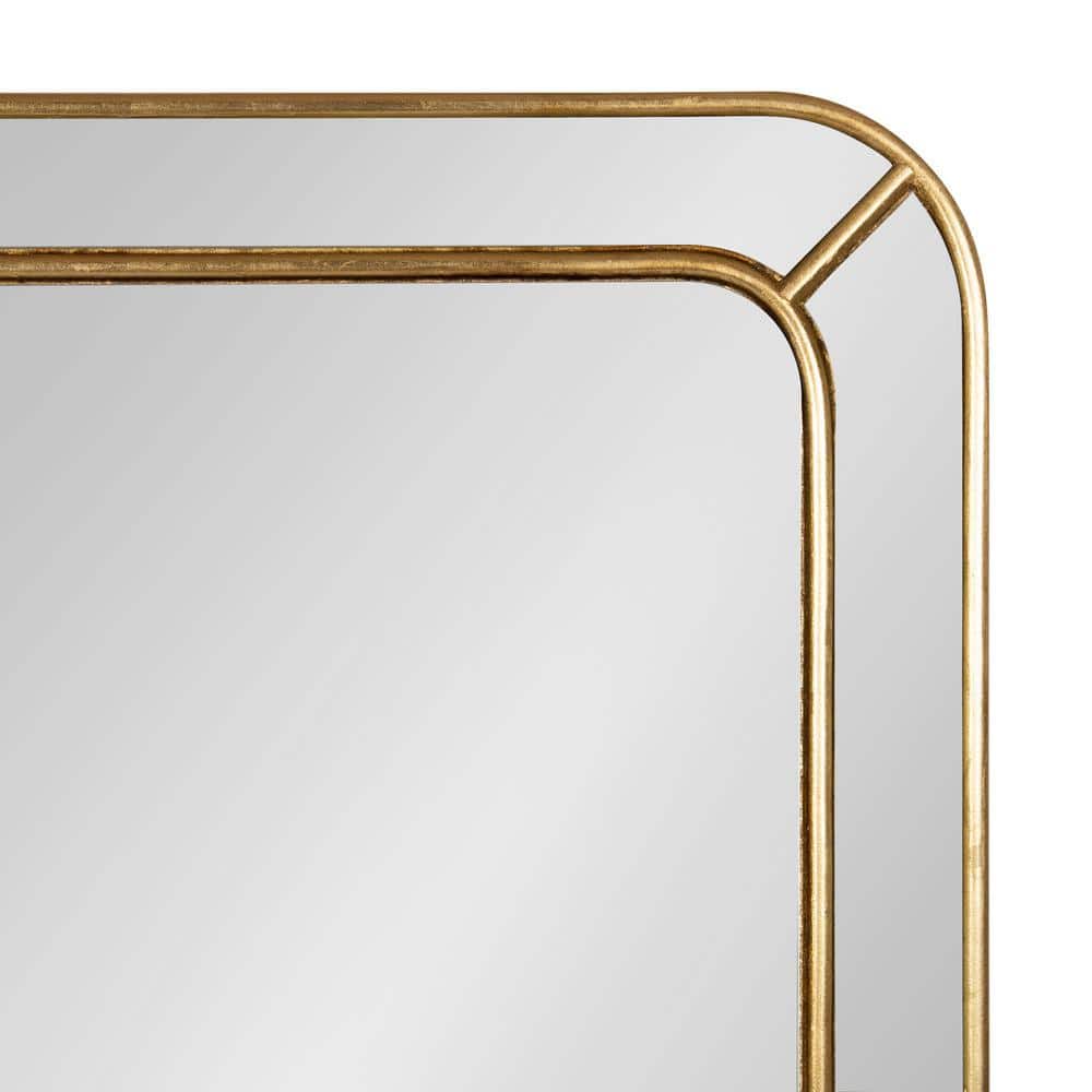 Gold Framed Rectangular Wall Mirror with Wooden Overlay
