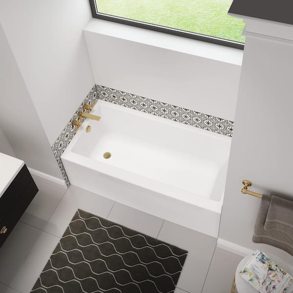 Bosca 60 in. x 30 in. Acrylic Left Drain Rectangular Alcove Soaking Bathtub in White