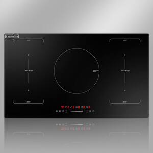 Built-in 36 in. 240V Electric Stove Smooth Surface Induction Cooktop in Black with 5 Elements Including Bridge Elements