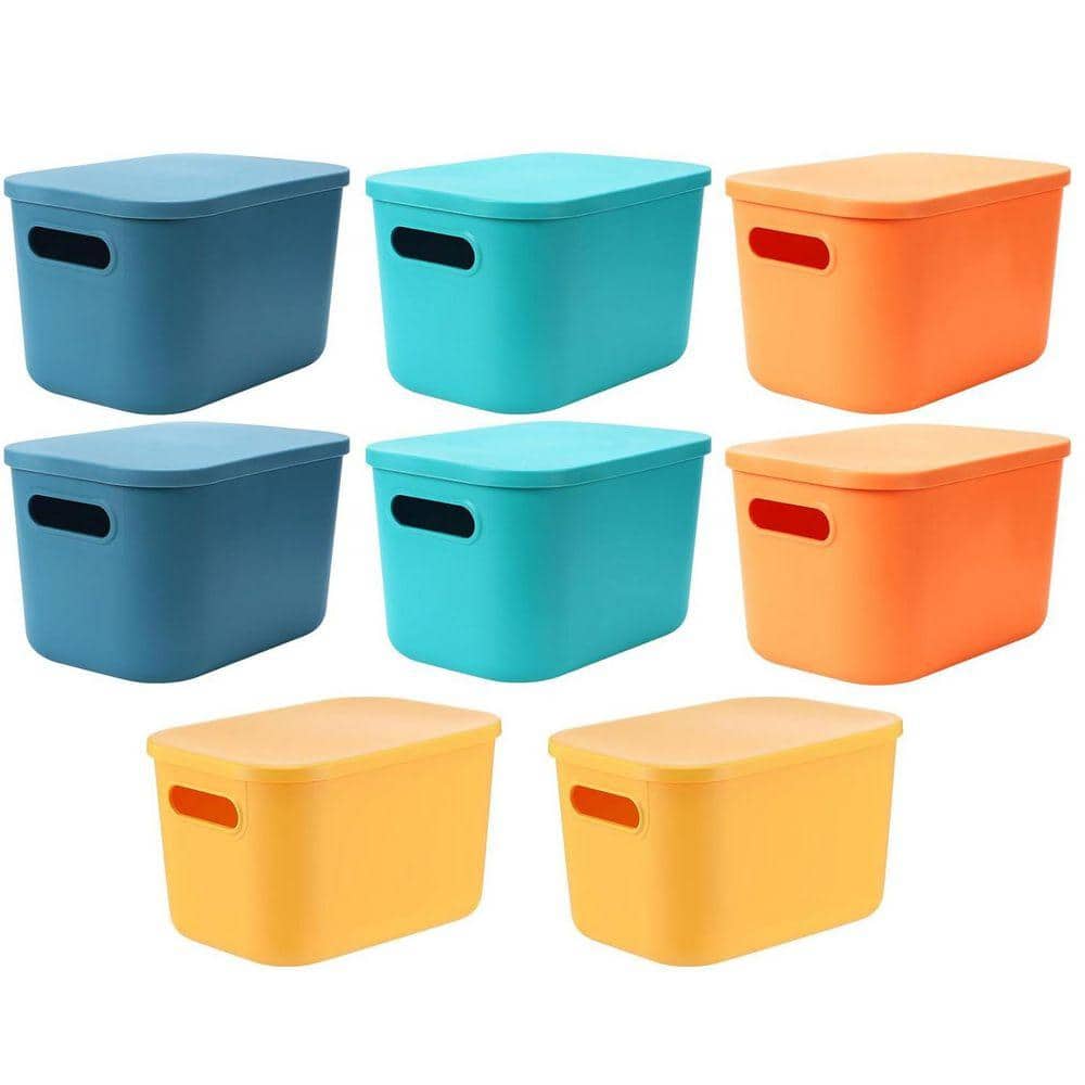 Multi-Colored 10.2 in. x 6.3 in. Plastic Decorative Basket Set of