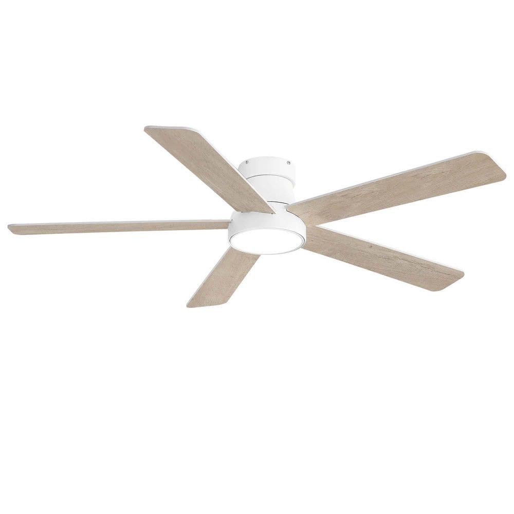 52 in. Integrated LED Indoor White 3-Color Low Profile Standard Flush Mount Ceiling Fan with Lights, Remote Control price history on PriceWatchPro
