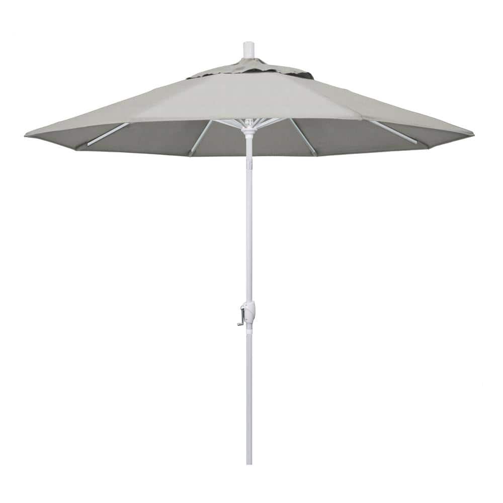 9 ft. White Aluminum Pole Market Aluminum Ribs Push Tilt Crank Lift Patio Umbrella in Granite Sunbrella price history on PriceWatchPro