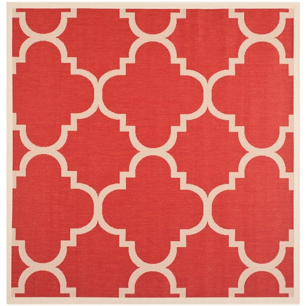 SAFAVIEH Courtyard Red 8 ft. x 8 ft. Square Geometric Indoor/Outdoor Patio  Area Rug