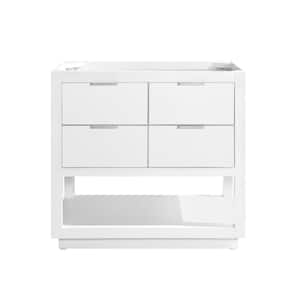 Allie 36 in. Bath Vanity Cabinet Only in White with Silver Trim