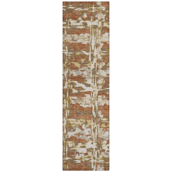 Chantille Machine Washable Indoor/Outdoor Abstract ACN2928 Paprika 2 ft. x 7 ft. Runner Rug