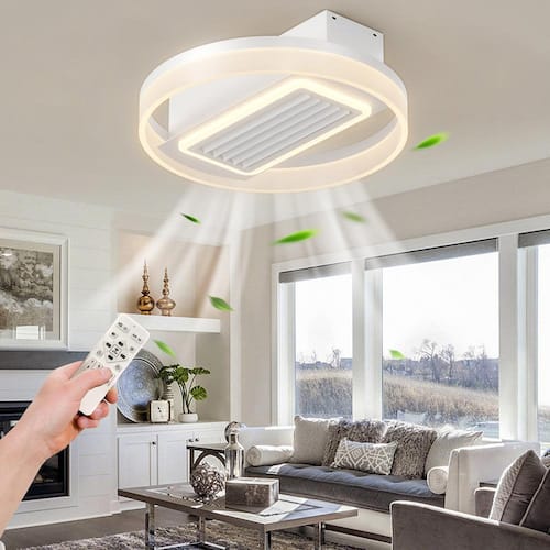 20 in. Smart Indoor White Modern Leafless Ceiling Fan with Integrated LED with Remote Control Ceiling Fans