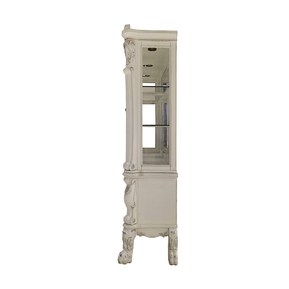 Bone White Lighted China Cabinet with Glass Shelves