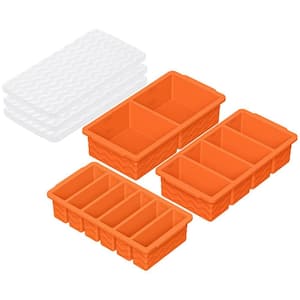 3 Pack Bright orange Silicone Freezer Trays with Lid, 2 Large 2-Cup 4 Medium 1-Cup 6 Small 1/2-Cup Container Molds