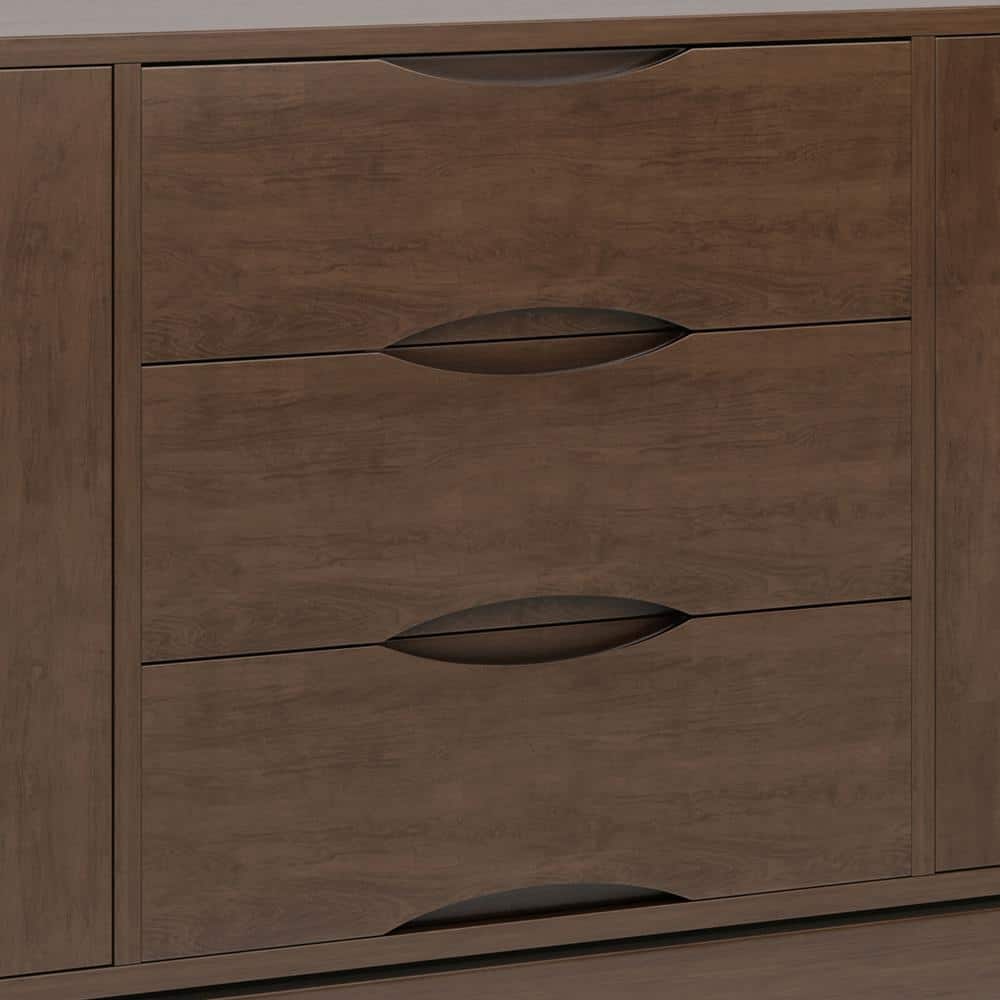 Walnut Brown 60" Solid Wood Mid-Century Sideboard Buffet