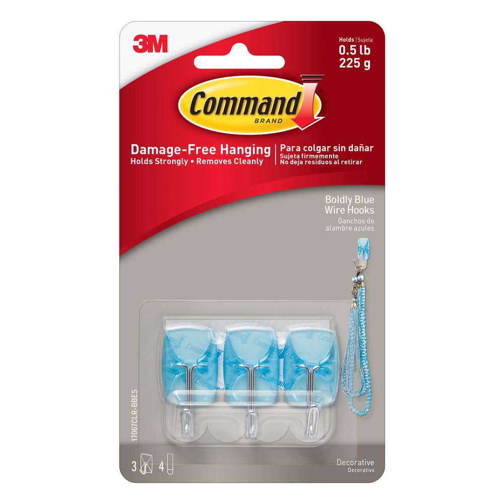 Command Small Boldly Blue Clear Wire Hook with Clear Strip (7-Piece ...