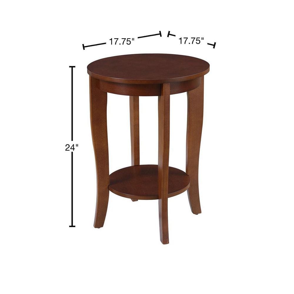 Elegant Mahogany Round End Table with Lower Shelf, 18"