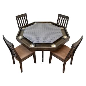 Lost Mill 8 Station Poker Table 1-Quantity in Mocha with 8 Chip Trays and Wood Dining Topper (1-Pack)