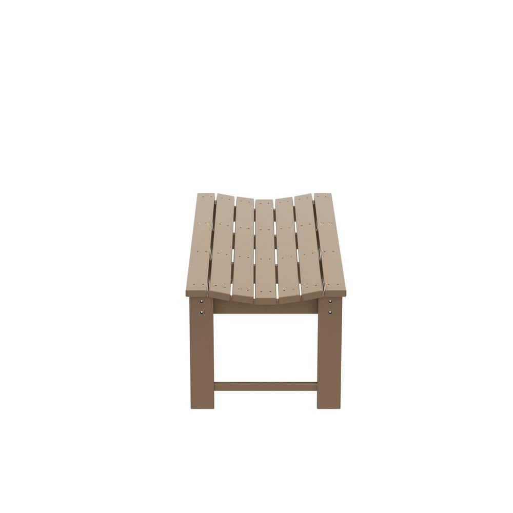 Weathered Wood 46" HDPE Outdoor Backless Bench