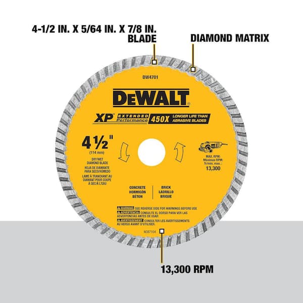 DEWALT 4 1 2 in. Concrete and Brick Diamond Circular Saw Blade DW4701 The Home Depot