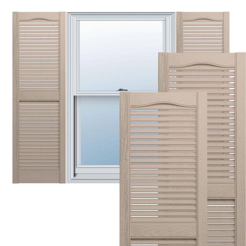 Builders Edge 14.5 in. x 64 in. Louvered Vinyl Exterior Shutters Pair