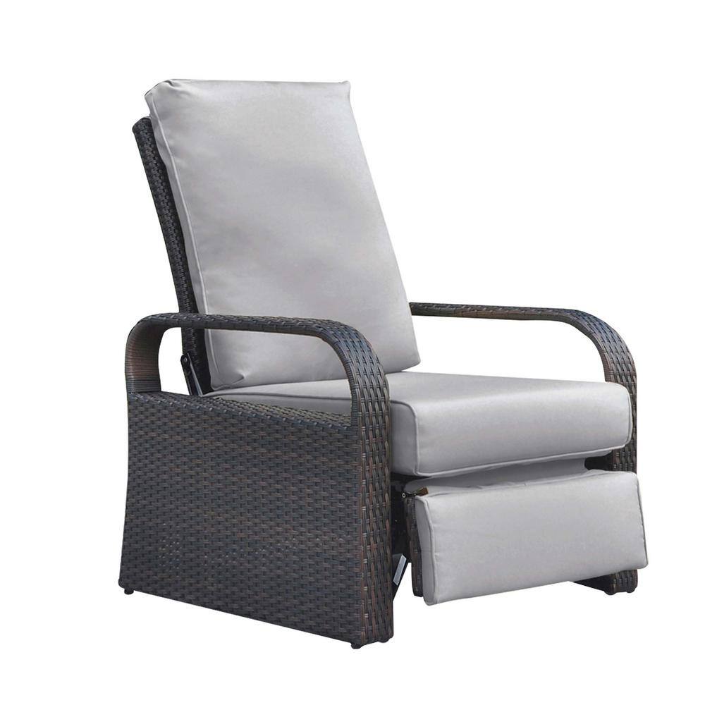 Outdoor Wicker Automatic Adjustable Lounge Recliner Chair with Comfy Thicke