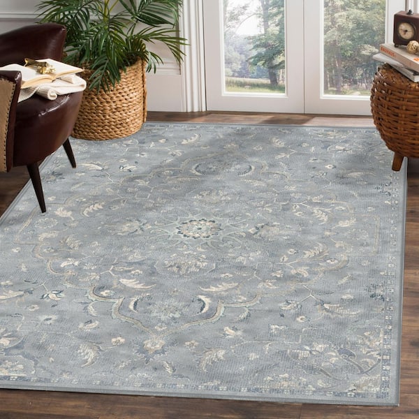 Vintage 3 ft. x 4 ft. Light Gray Floral Medallion Area Rug