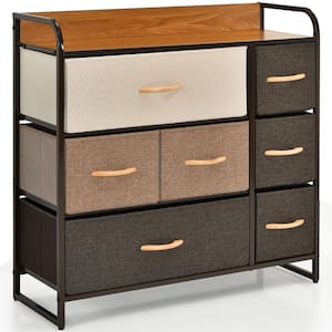 7-Drawer Cream Dresser Storage with Wooden Top 31 in. x 31.5 in. x 11.5 in.
