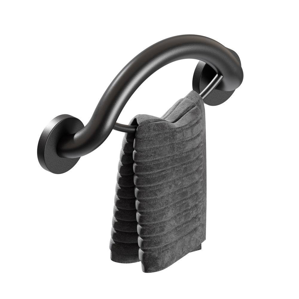 PLUS 2 in. 1,14 in. Wall Mounted Towel Ring and Grab Bar ADA Compliant, Support Up to 500 lbs. in Matte Black price history on PriceWatchPro