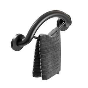 PLUS 2- In-1,14 in. Wall Mounted Towel Ring And Grab Bar ADA Compliant, Support Up to 500 Lb. in Matte Black