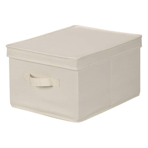 HOUSEHOLD ESSENTIALS 8 in. H x 12 in. W x 15 in. D White Canvas Cube Storage Bin