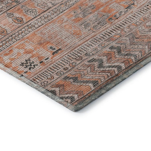 Mayfield Premium Machine Washable Abstract AMF1835 Terracotta 8 ft. x 10 ft. Area Rug